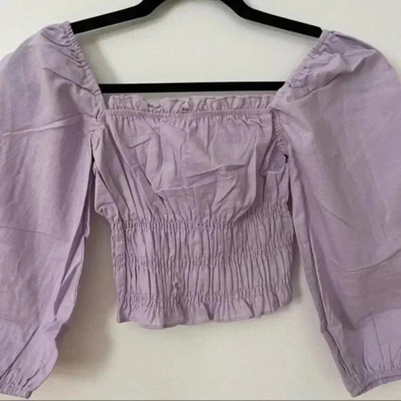 Charlie Holidays Anthropologie bohemian smocked top lilac XS - Picture 4 of 7